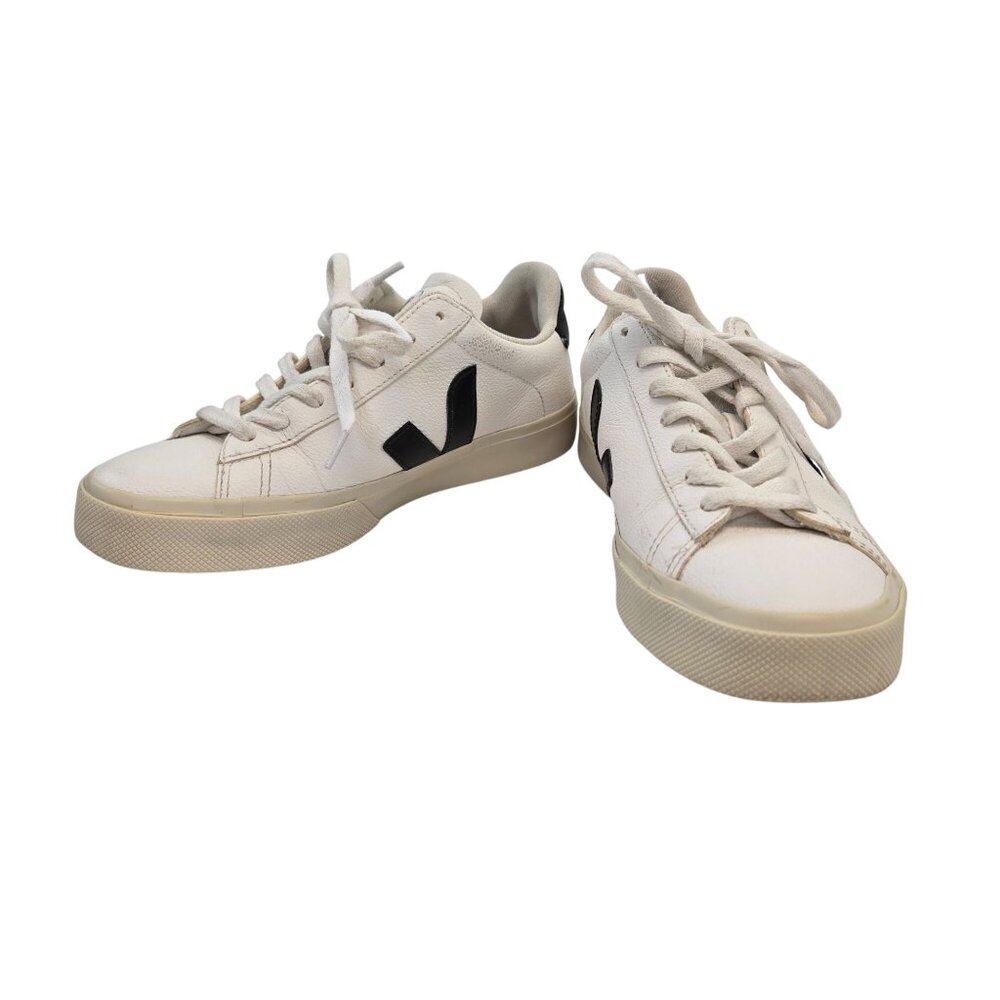 Veja Campo Leather Sneakers in Black/White Size 7 - Picture 2 of 9